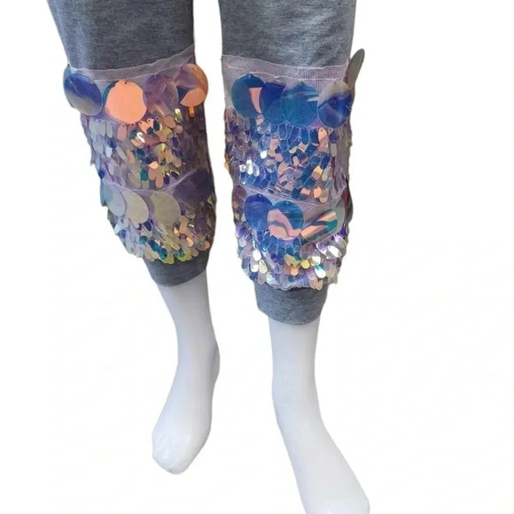 Rehab Grey Joggers Opal Hued  Sequins High Rise Size Medium - Picture 4 of 12